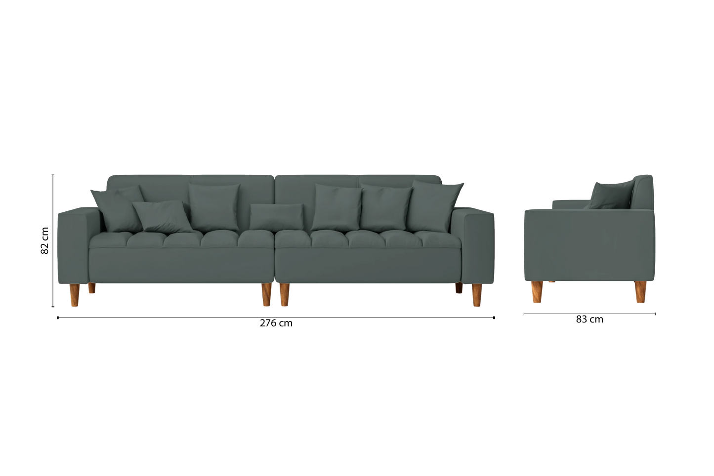 Campania 4 Seater Sofa Dusky Turquoise Leather