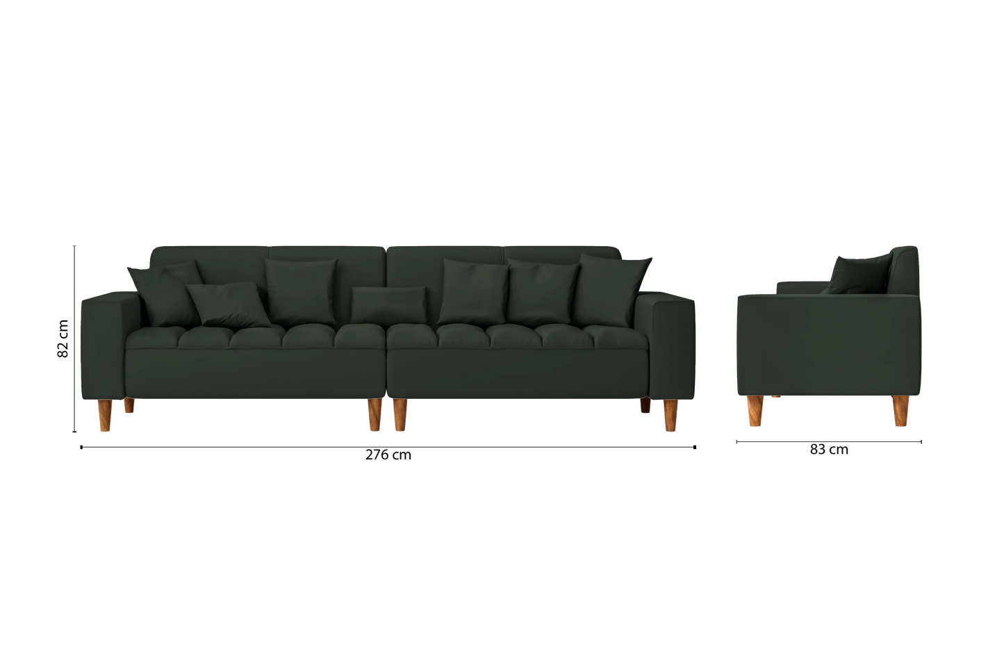 Campania 4 Seater Sofa Green Leather