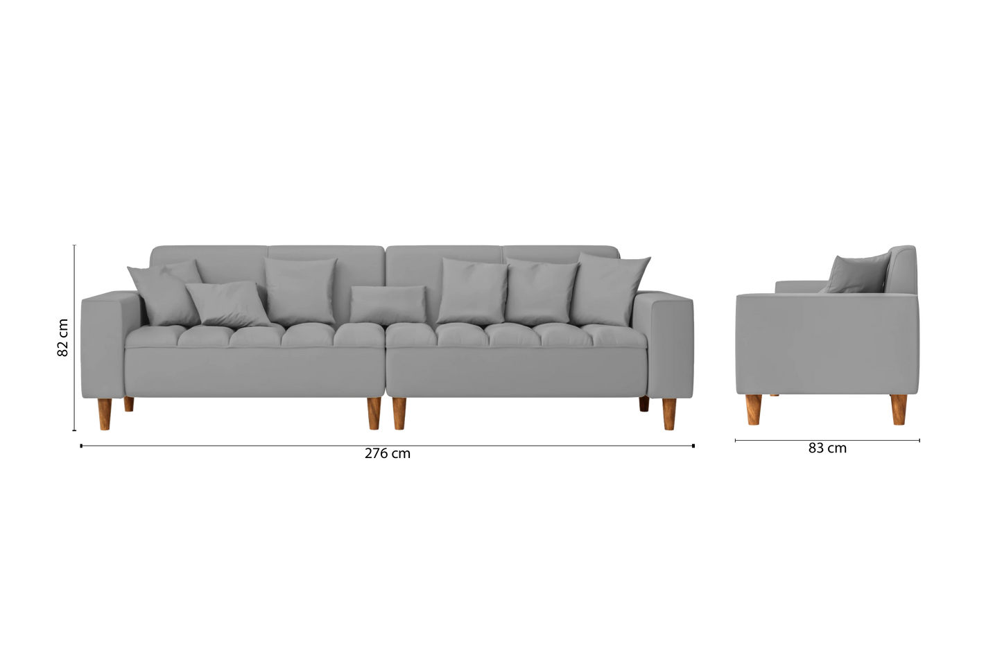 Campania 4 Seater Sofa Grey Leather