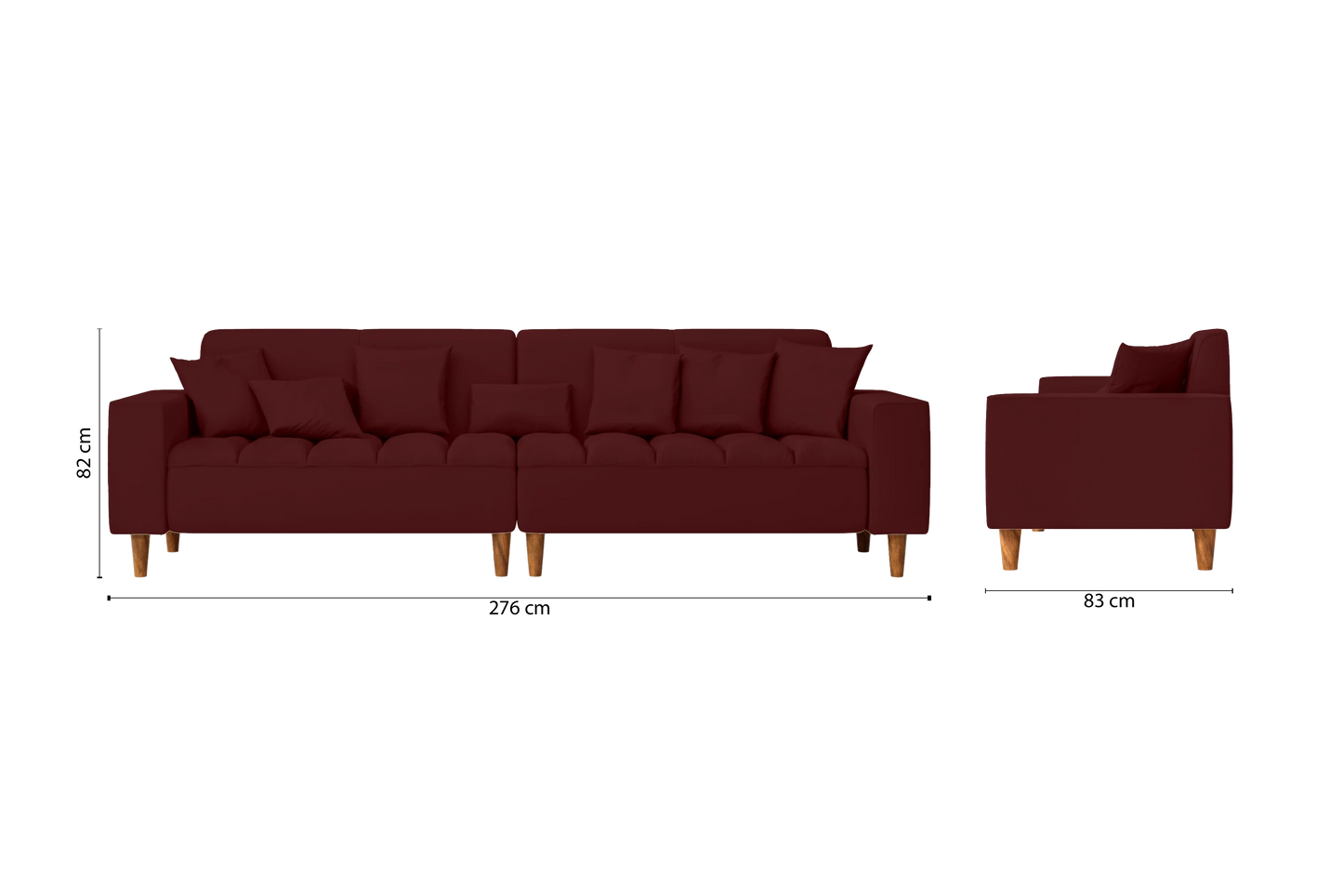 Campania 4 Seater Sofa Red Leather