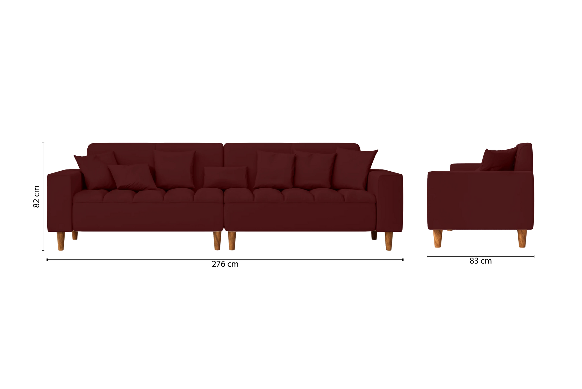 Campania 4 Seater Sofa Red Leather