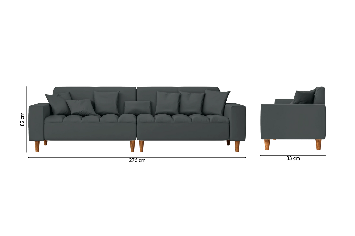 Campania 4 Seater Sofa Slate Leather