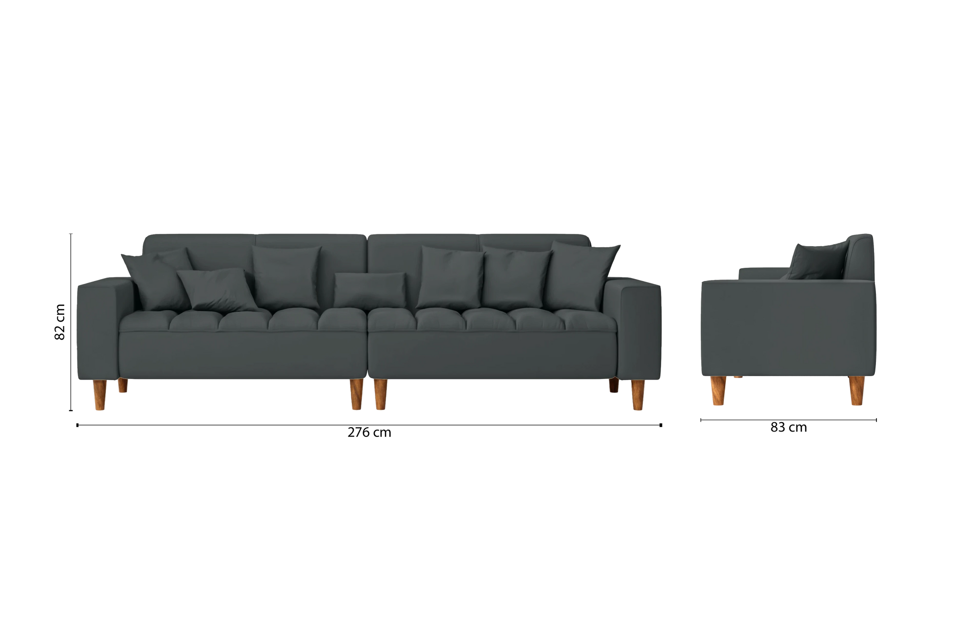 Campania 4 Seater Sofa Slate Leather