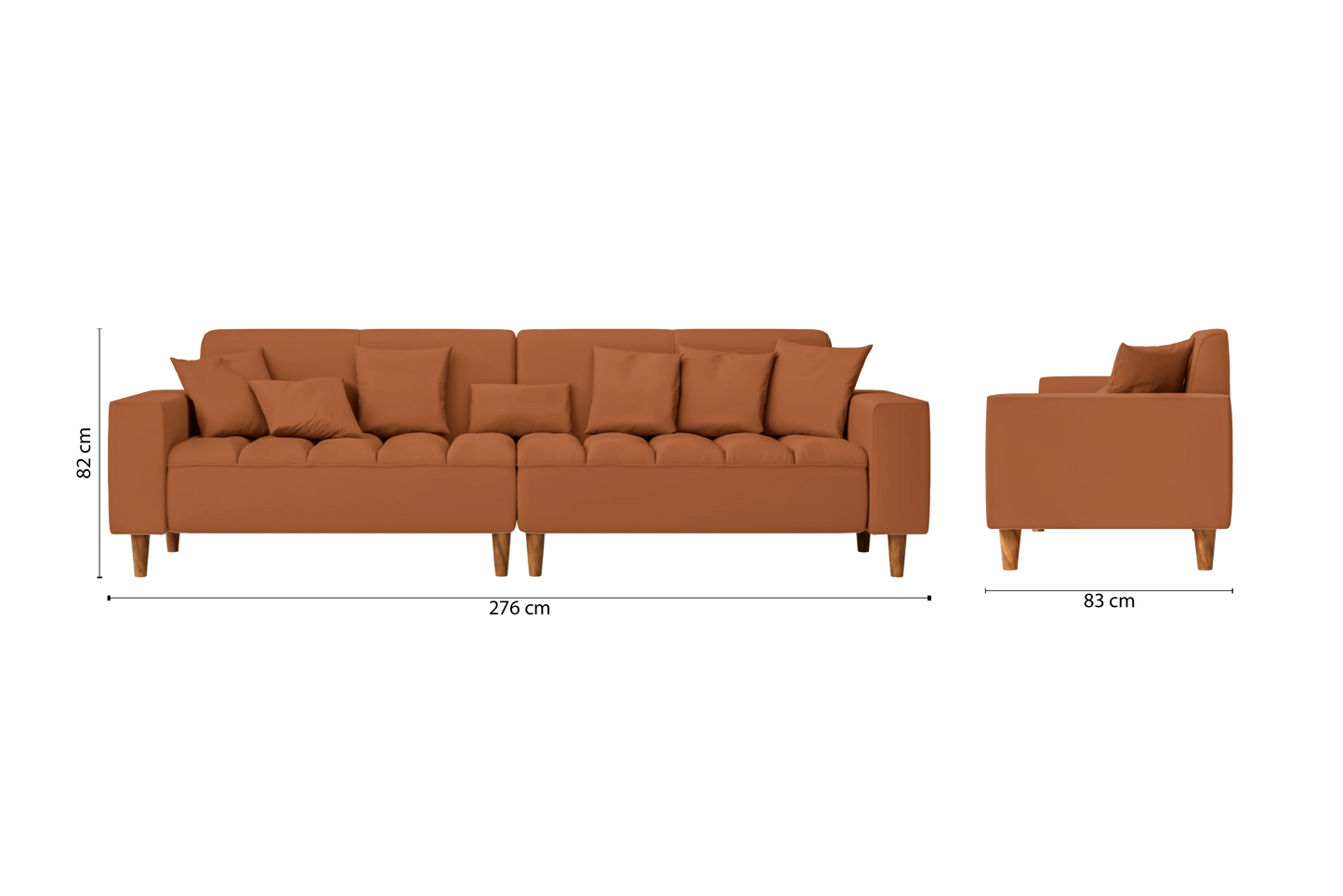 Campania 4 Seater Sofa Tan Brown Leather