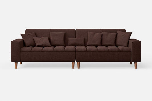 Campania 4 Seater Sofa Coffee Brown Linen Fabric