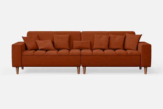 Campania 4 Seater Sofa Orange Linen Fabric