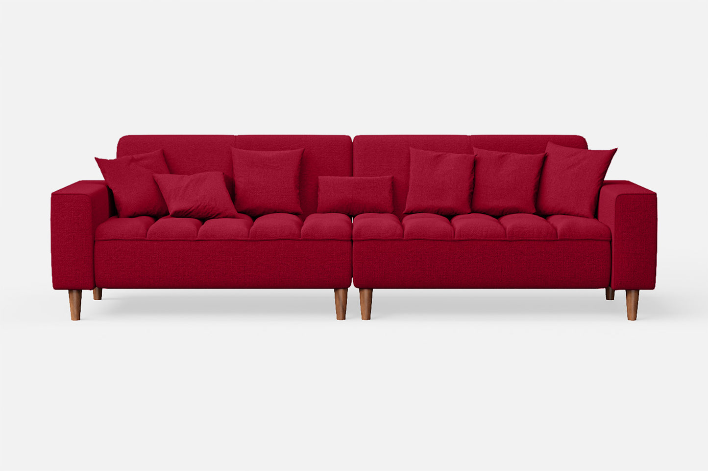 Campania 4 Seater Sofa Red Linen Fabric