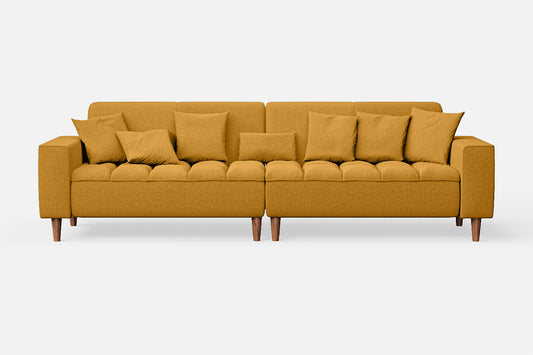 Campania 4 Seater Sofa Yellow Linen Fabric