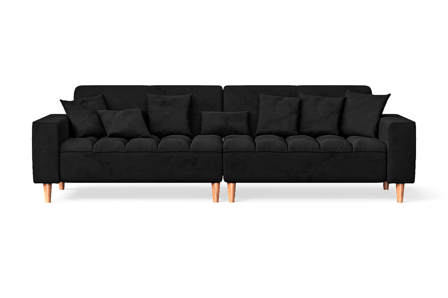 Campania 4 Seater Sofa Black Velvet