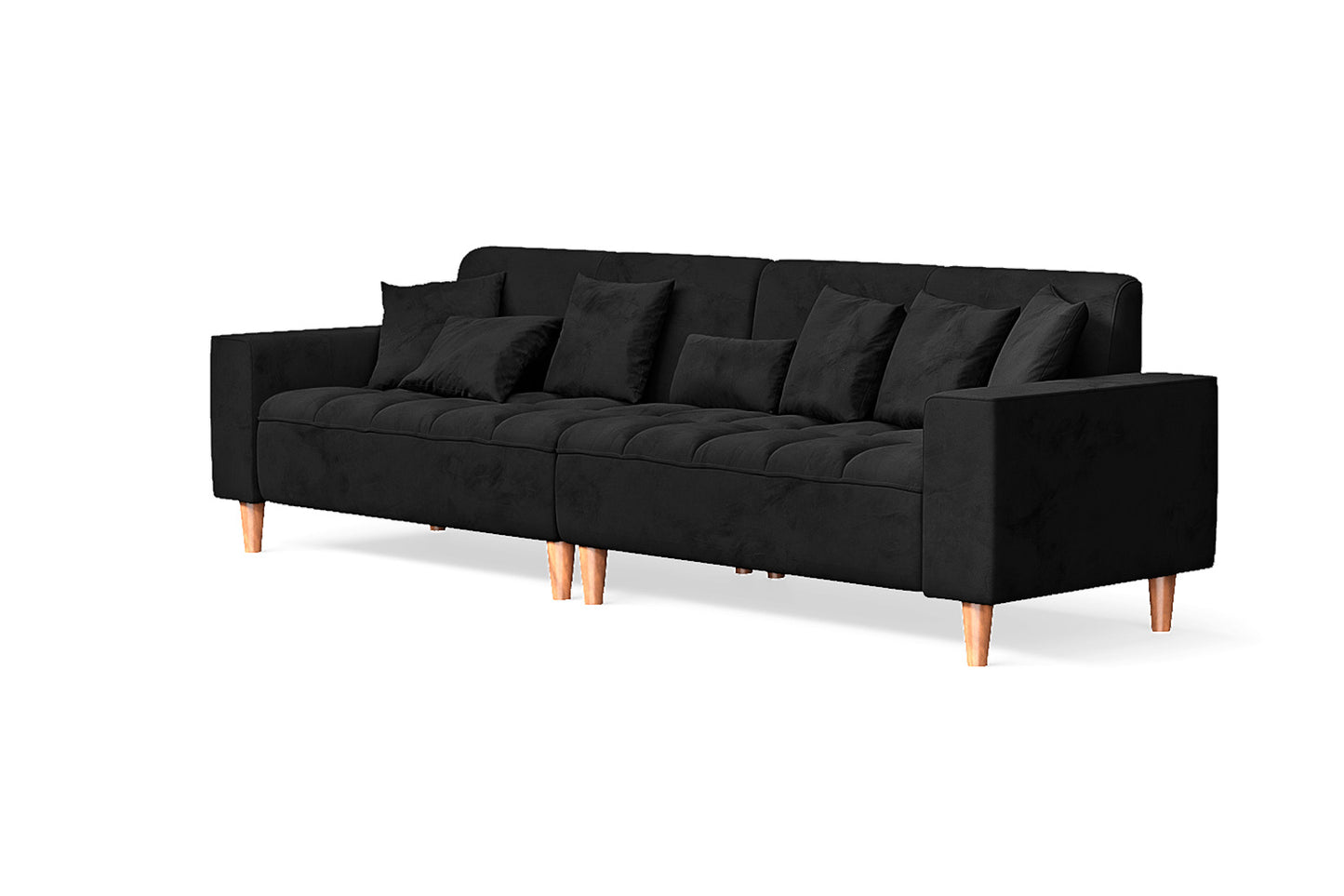 Campania 4 Seater Sofa Black Velvet