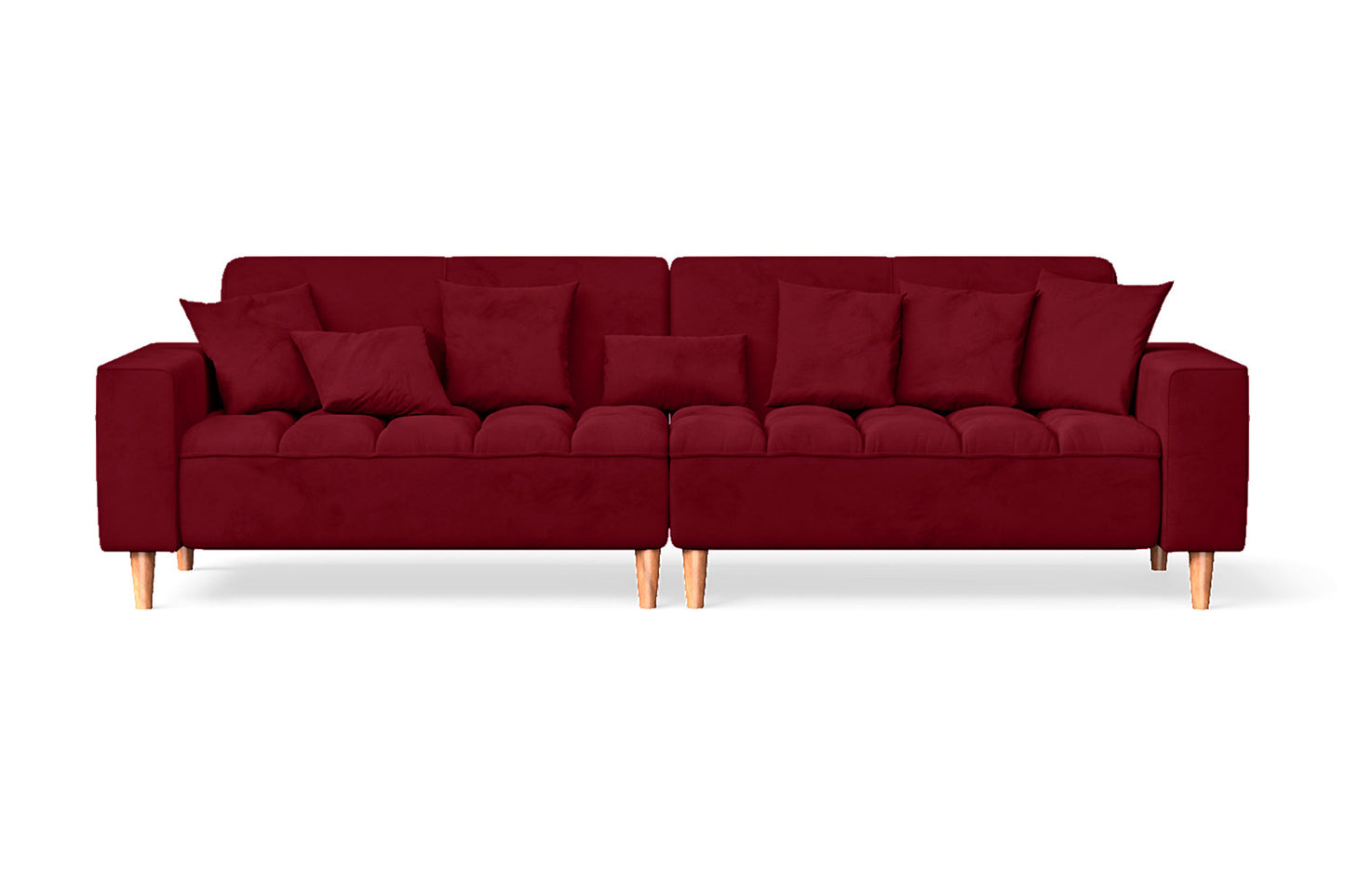 Campania 4 Seater Sofa Red Velvet