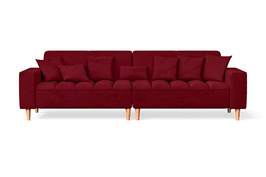 Campania 4 Seater Sofa Red Velvet