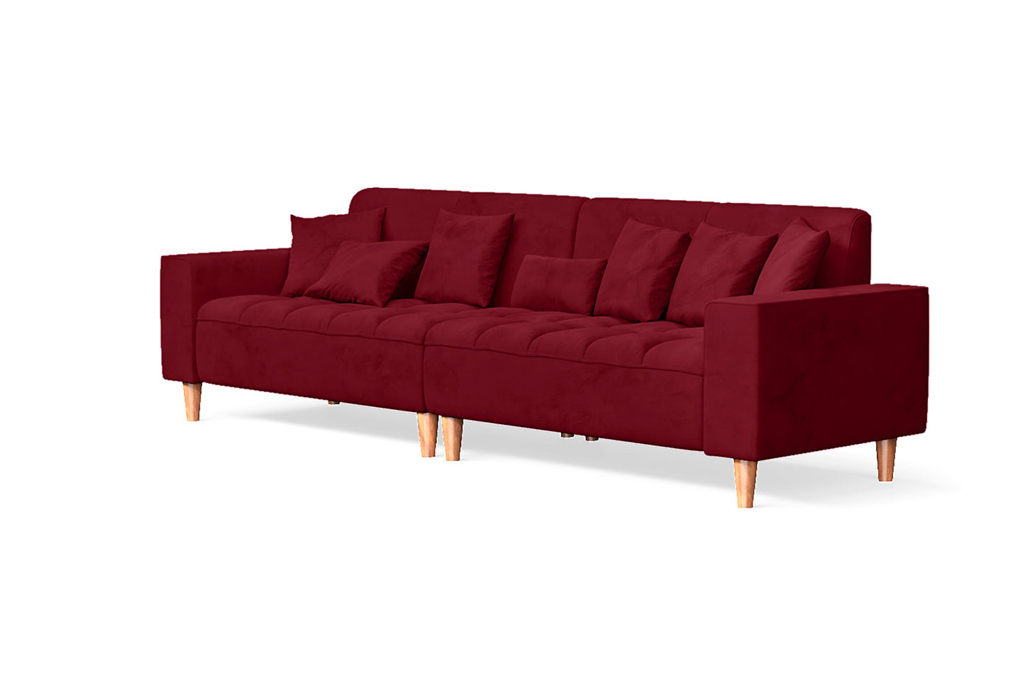 Campania 4 Seater Sofa Red Velvet