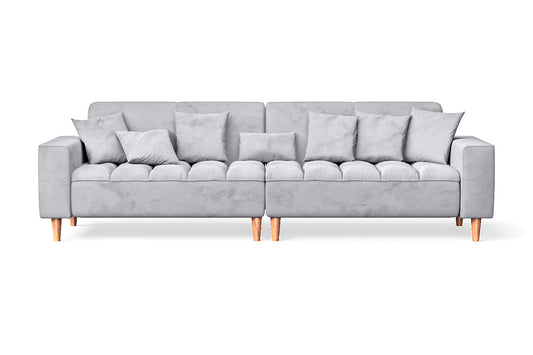 Campania 4 Seater Sofa Silver Velvet