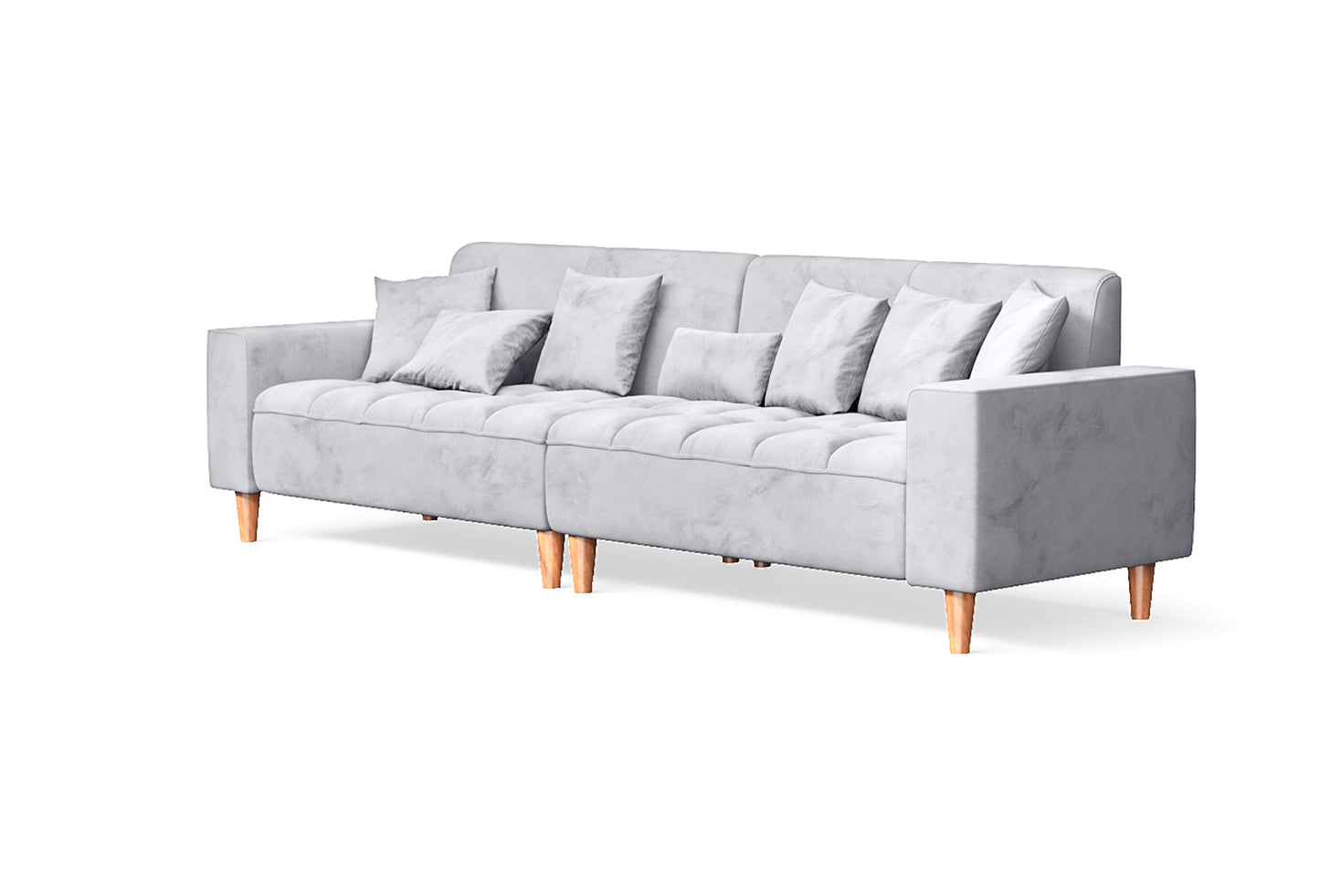 Campania 4 Seater Sofa Silver Velvet