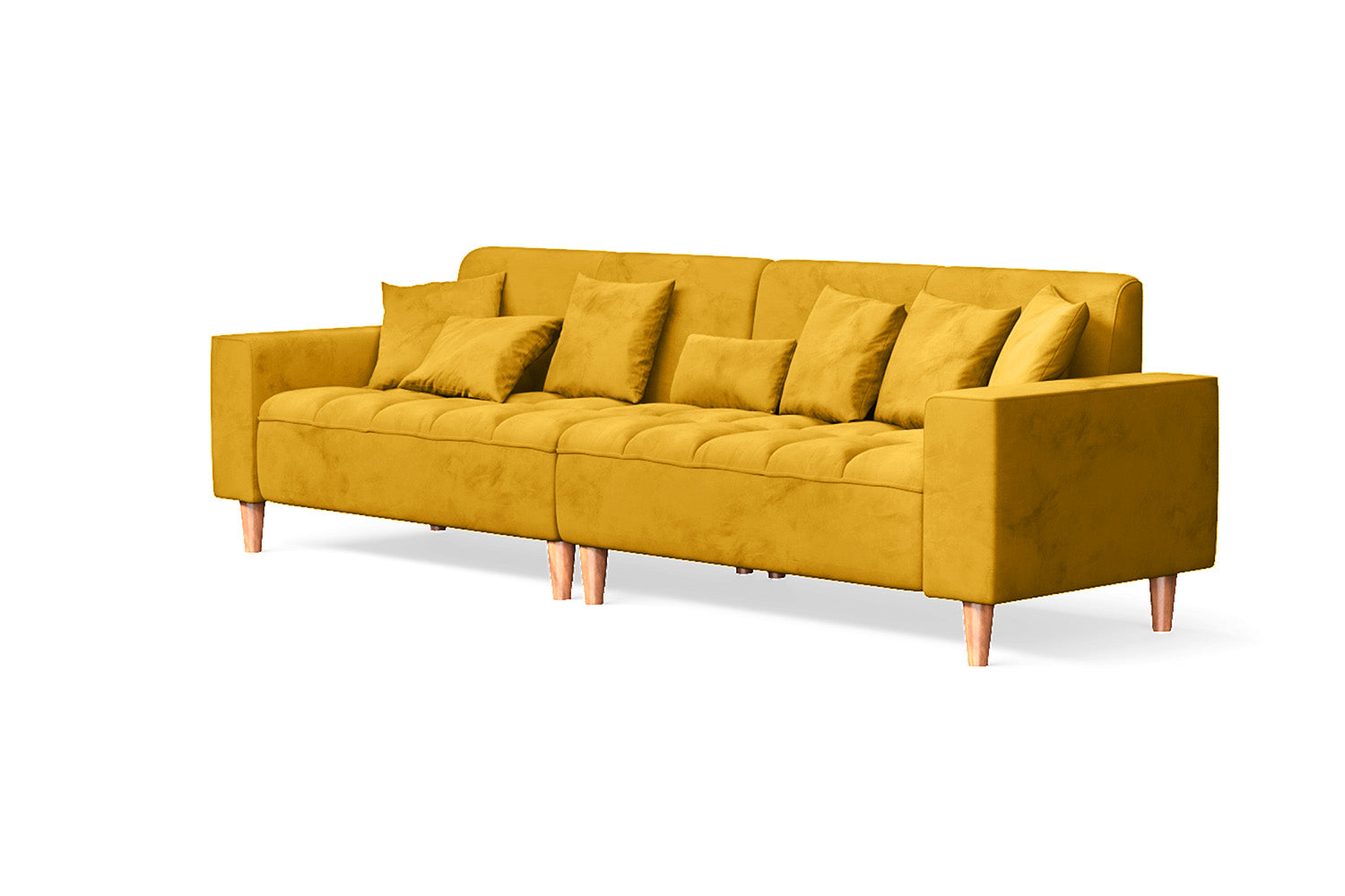 Campania 4 Seater Sofa Yellow Velvet