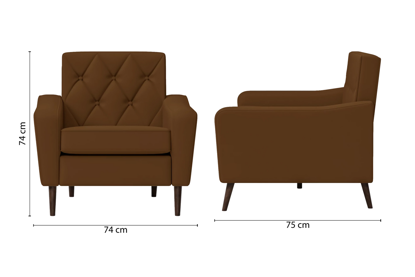 Carpi Armchair Walnut Brown Leather