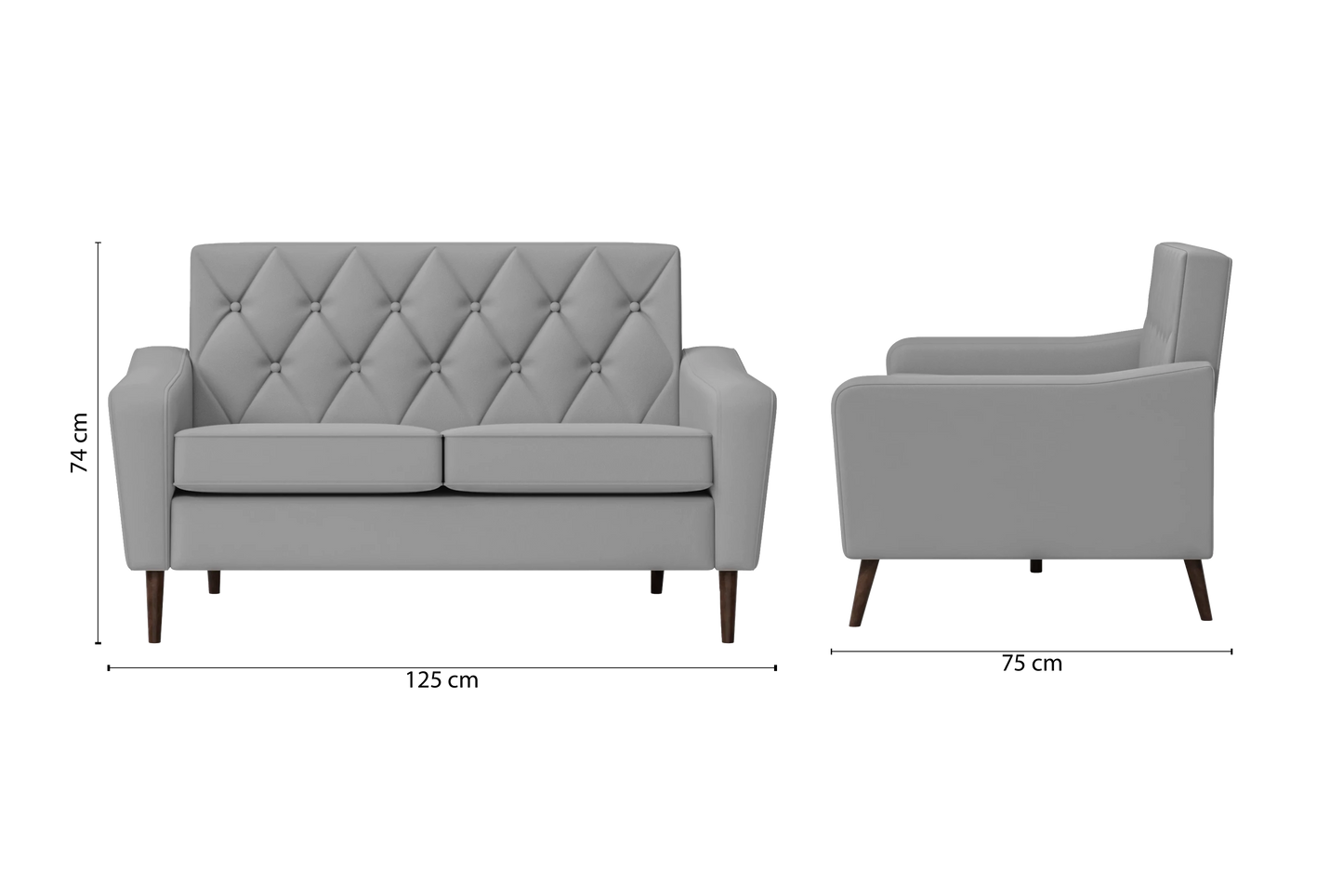 Carpi 2 Seater Sofa Grey Leather