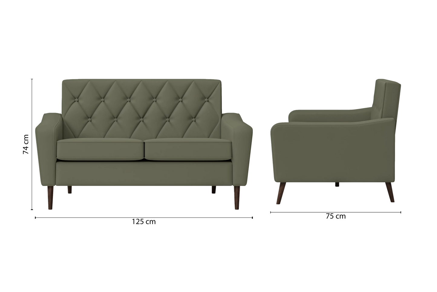 Carpi 2 Seater Sofa Sage Leather