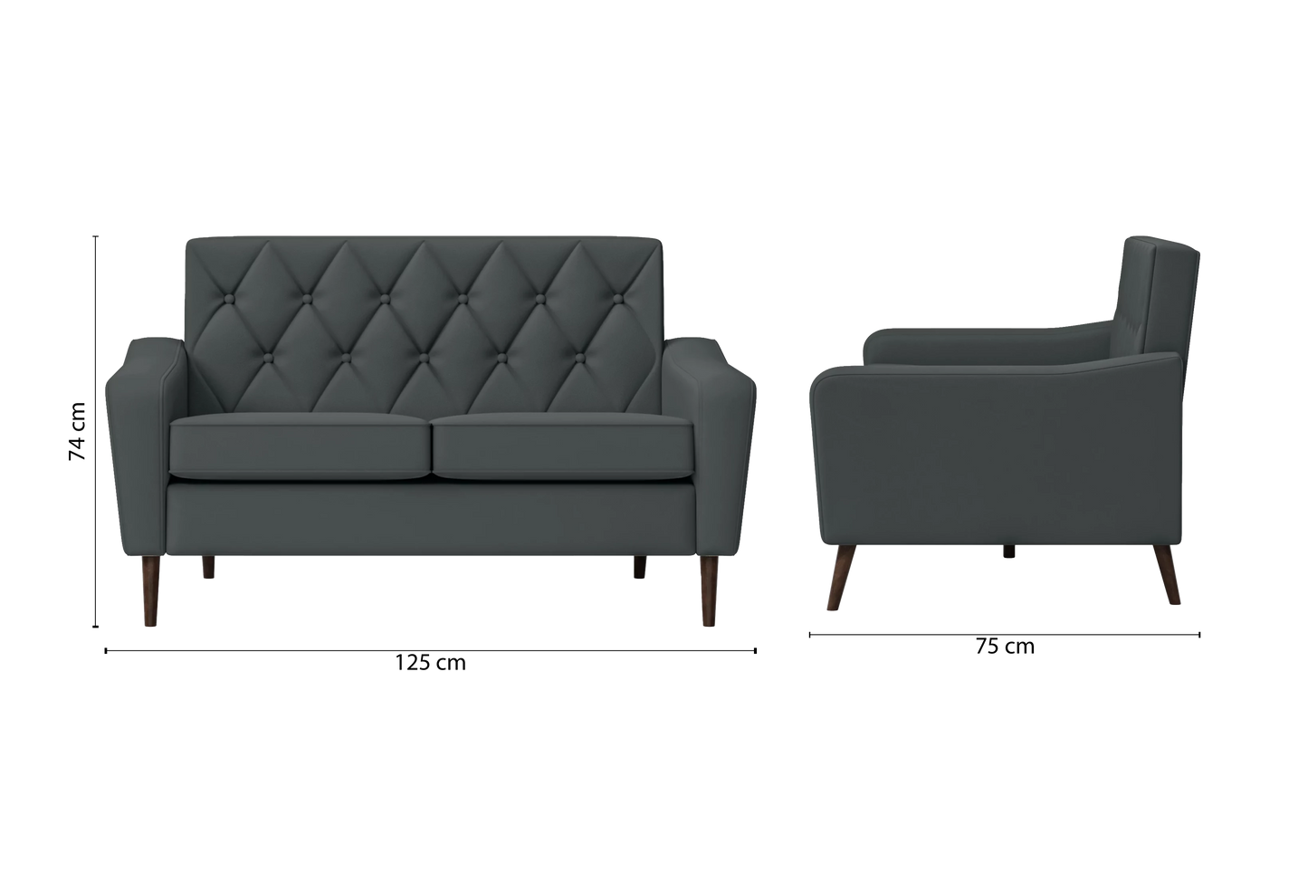 Carpi 2 Seater Sofa Slate Leather