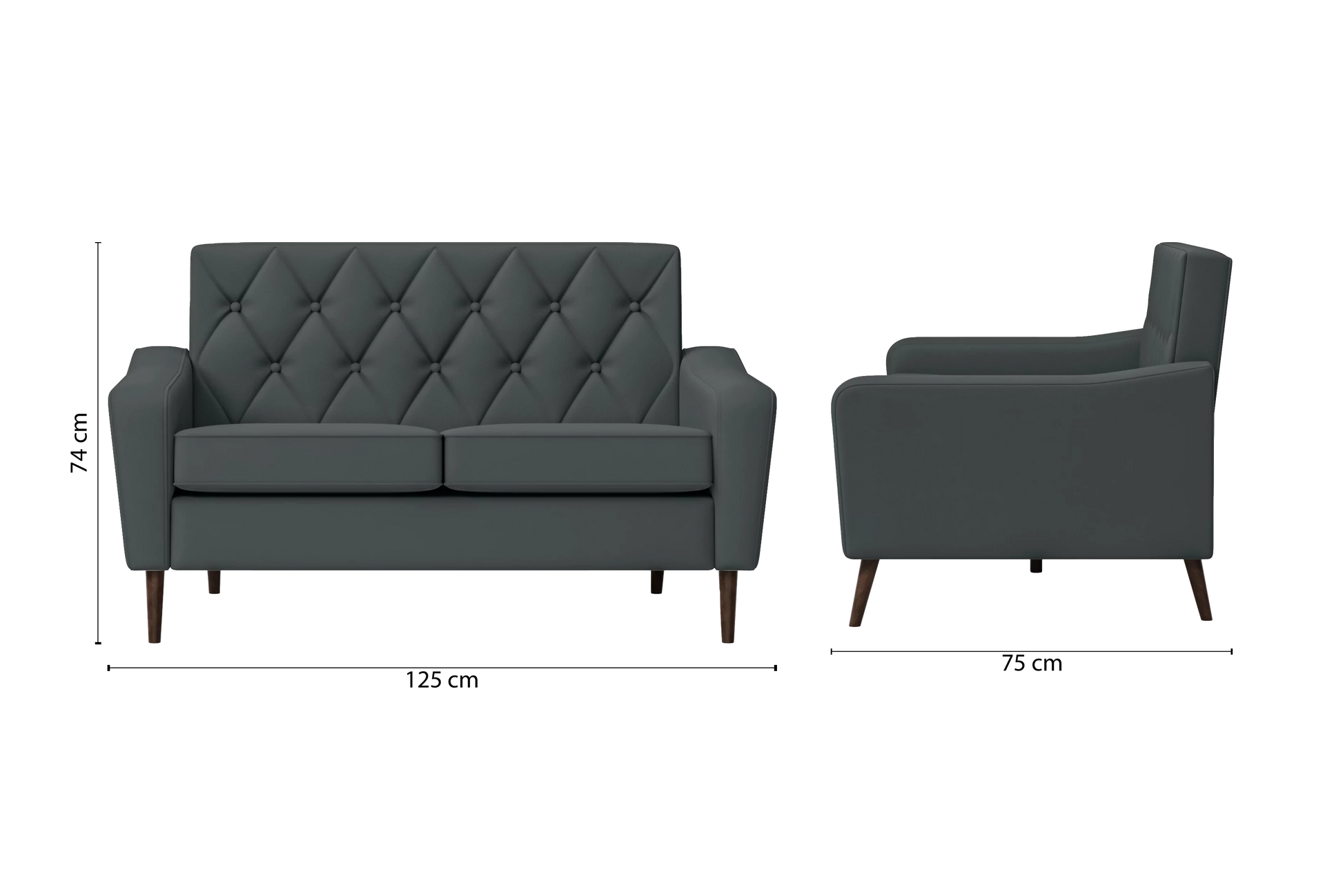 Carpi 2 Seater Sofa Slate Leather