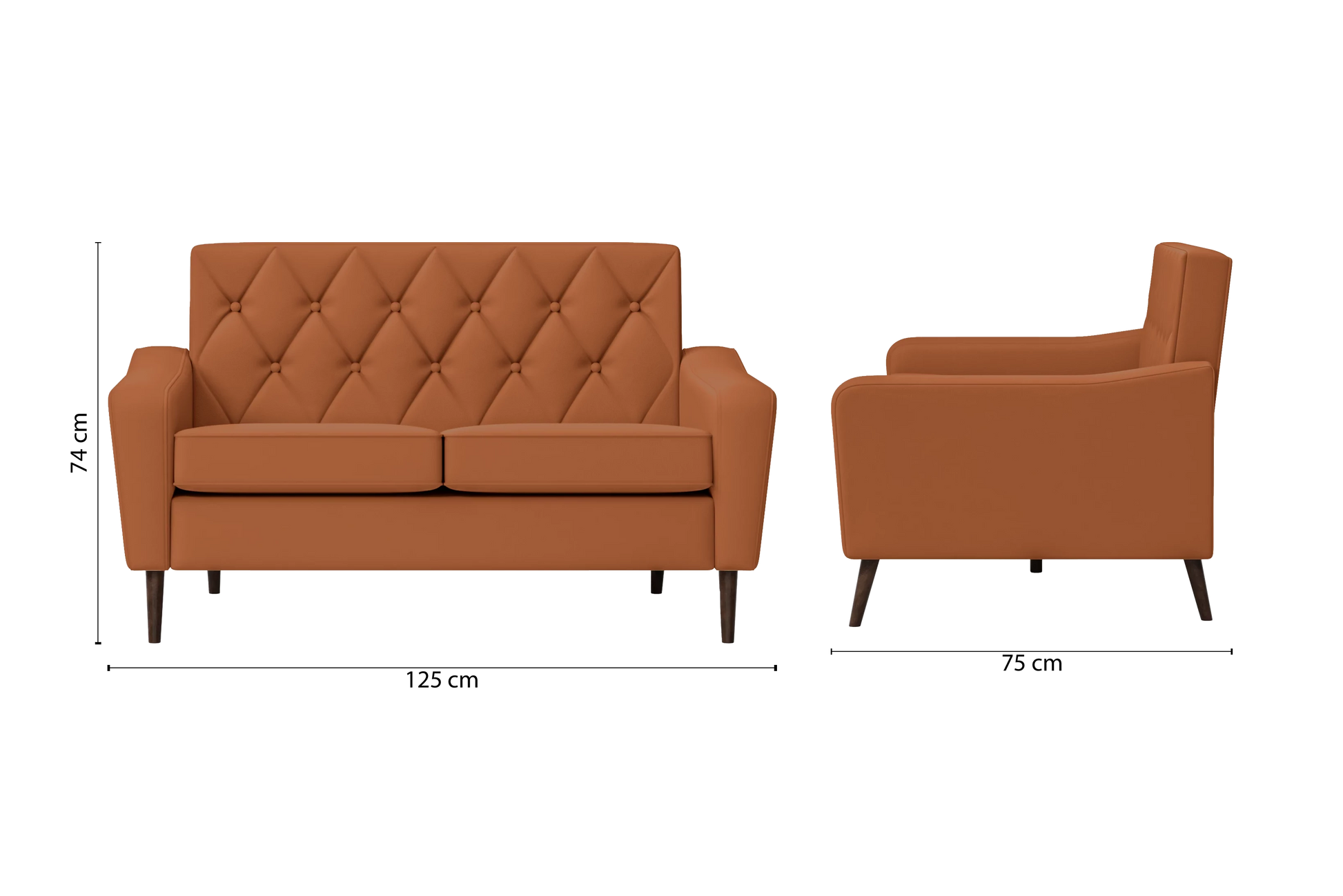 Carpi 2 Seater Sofa Tan Brown Leather