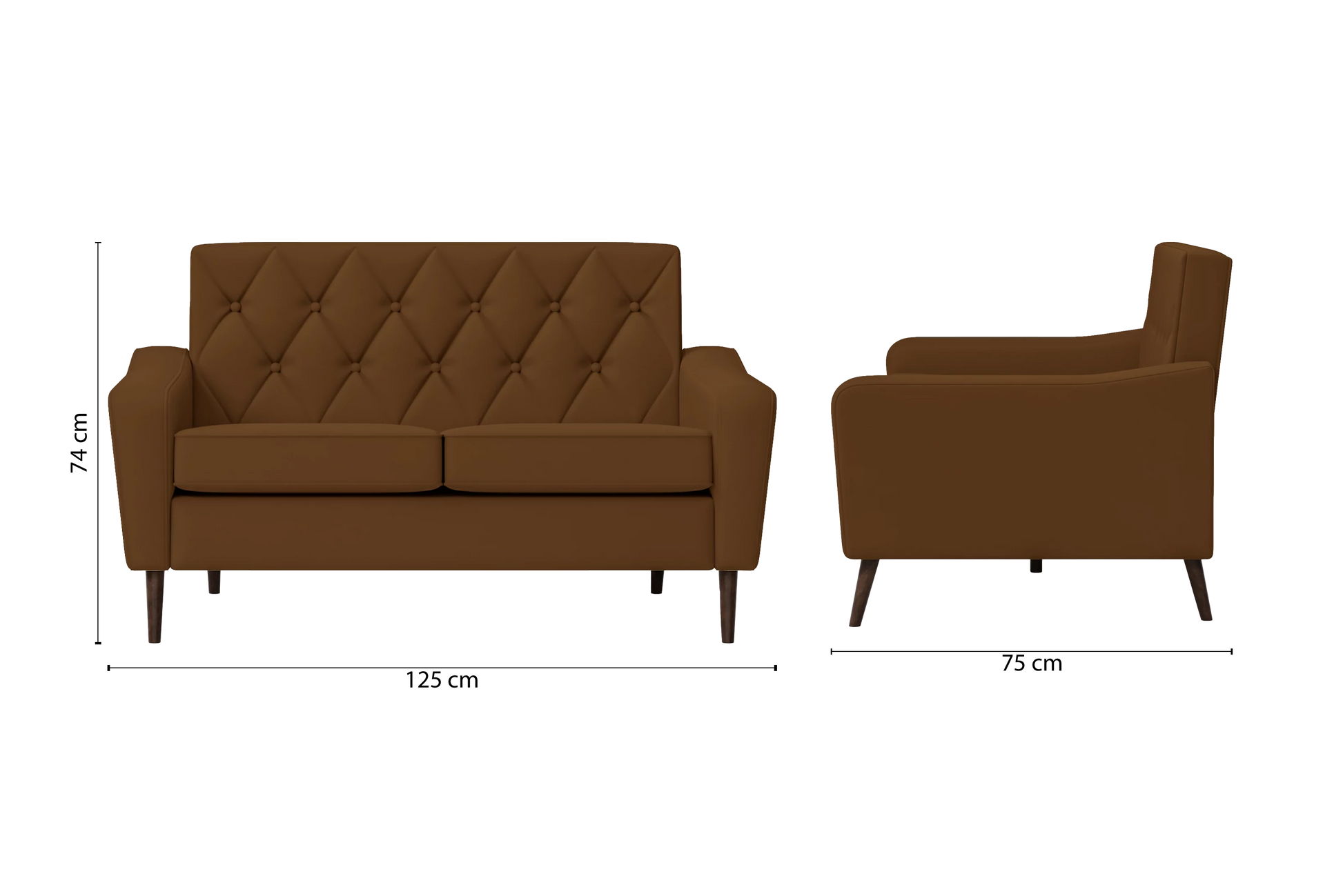 Carpi 2 Seater Sofa Walnut Brown Leather