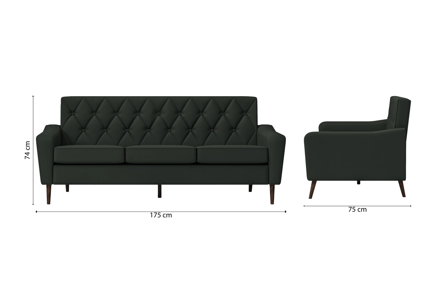 Carpi 3 Seater Sofa Green Leather