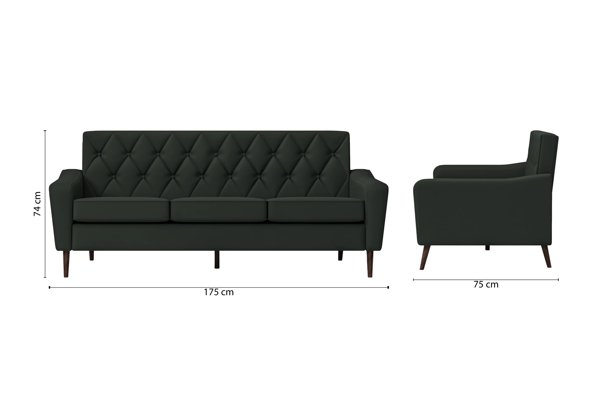 Carpi 3 Seater Sofa Green Leather