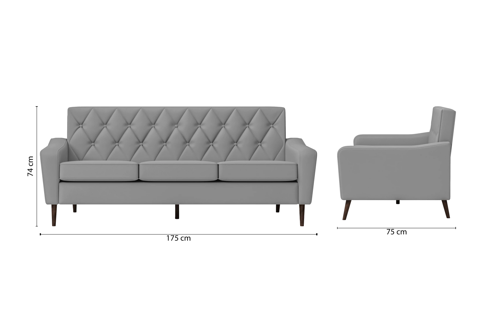 Carpi 3 Seater Sofa Grey Leather