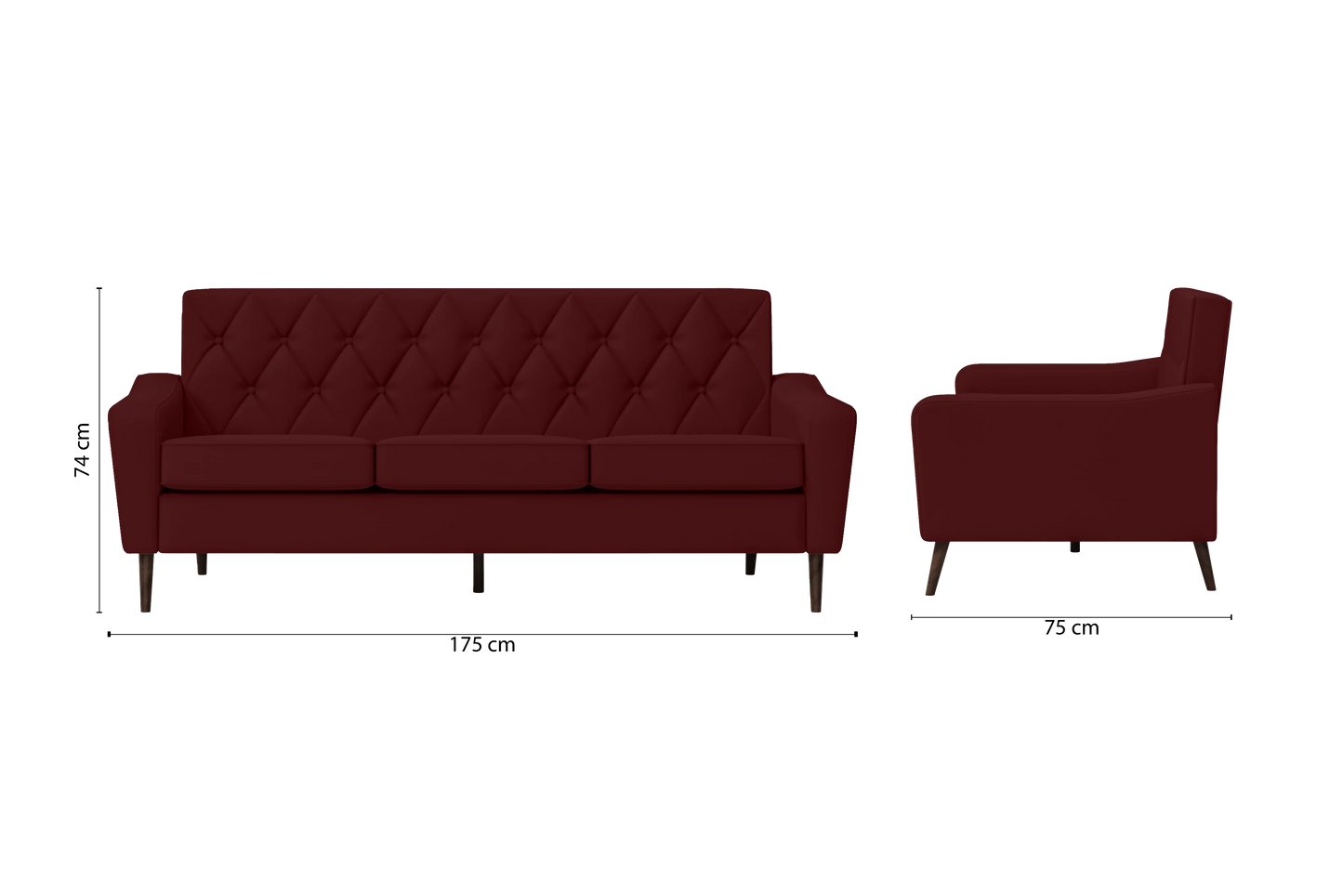 Carpi 3 Seater Sofa Red Leather