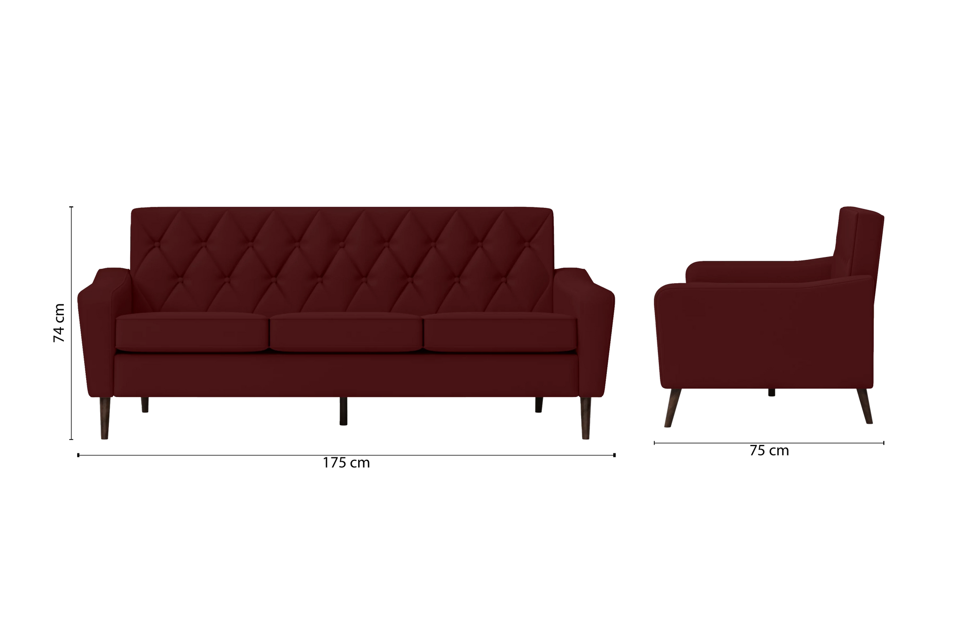 Carpi 3 Seater Sofa Red Leather