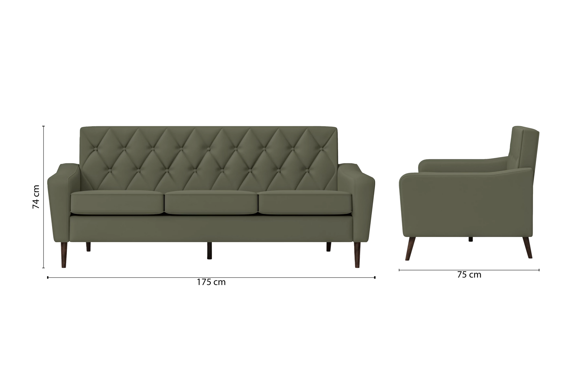 Carpi 3 Seater Sofa Sage Leather