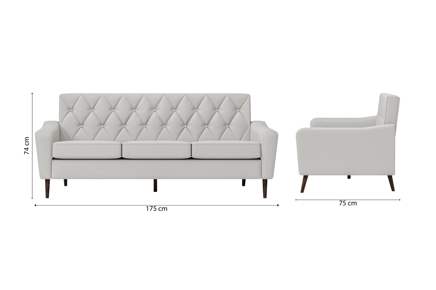 Carpi 3 Seater Sofa White Leather