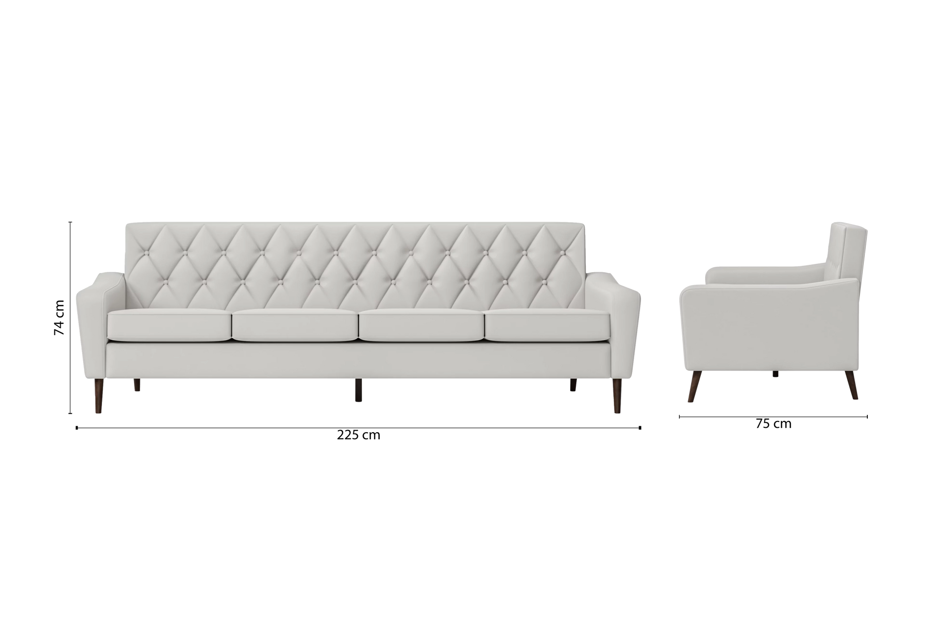 Carpi 4 Seater Sofa White Leather