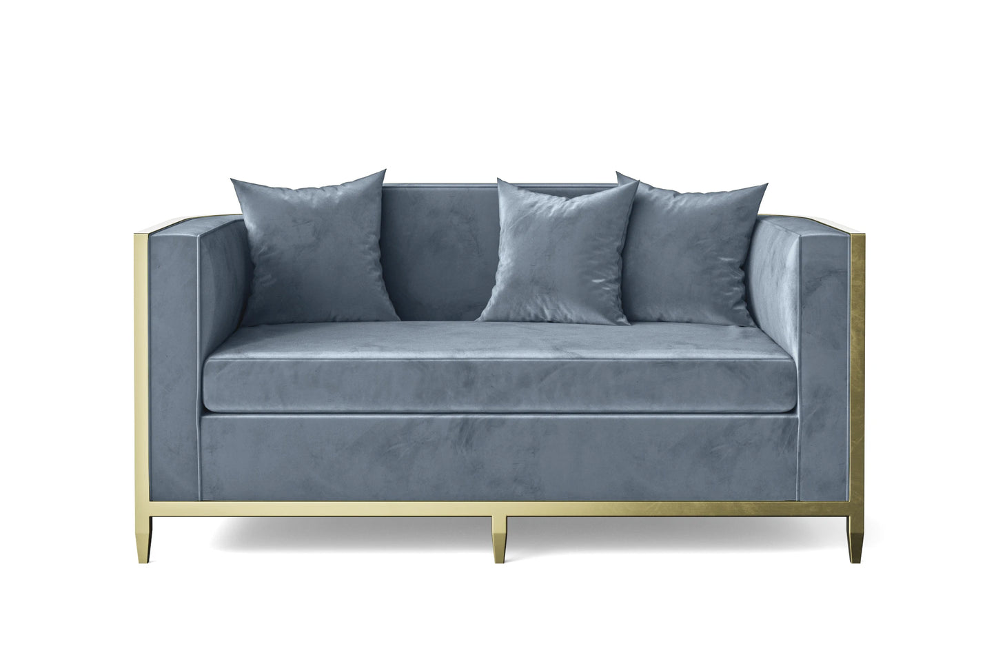 Carrara 2 Seater Sofa Baby Blue Velvet