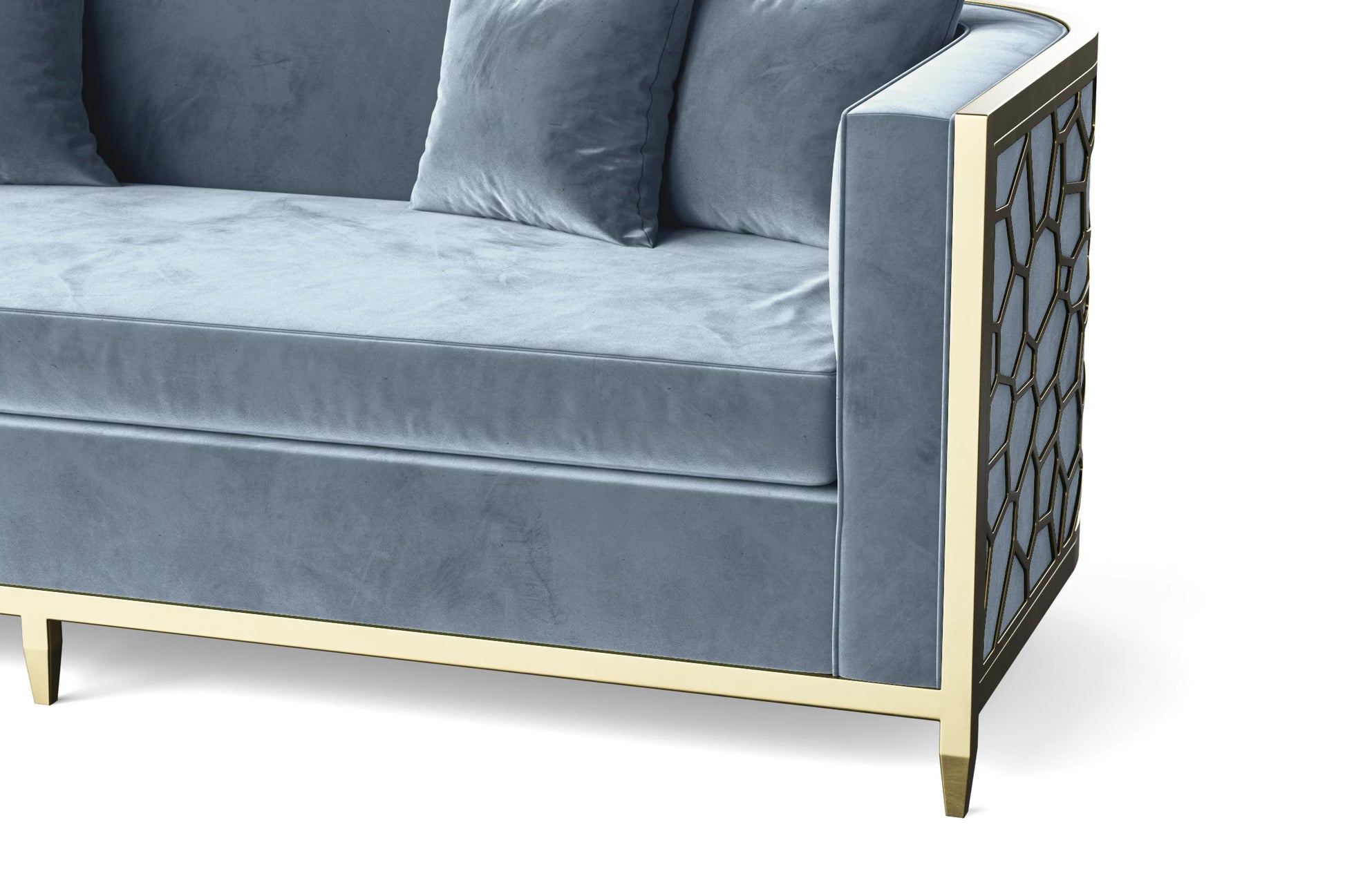 Carrara 2 Seater Sofa Baby Blue Velvet