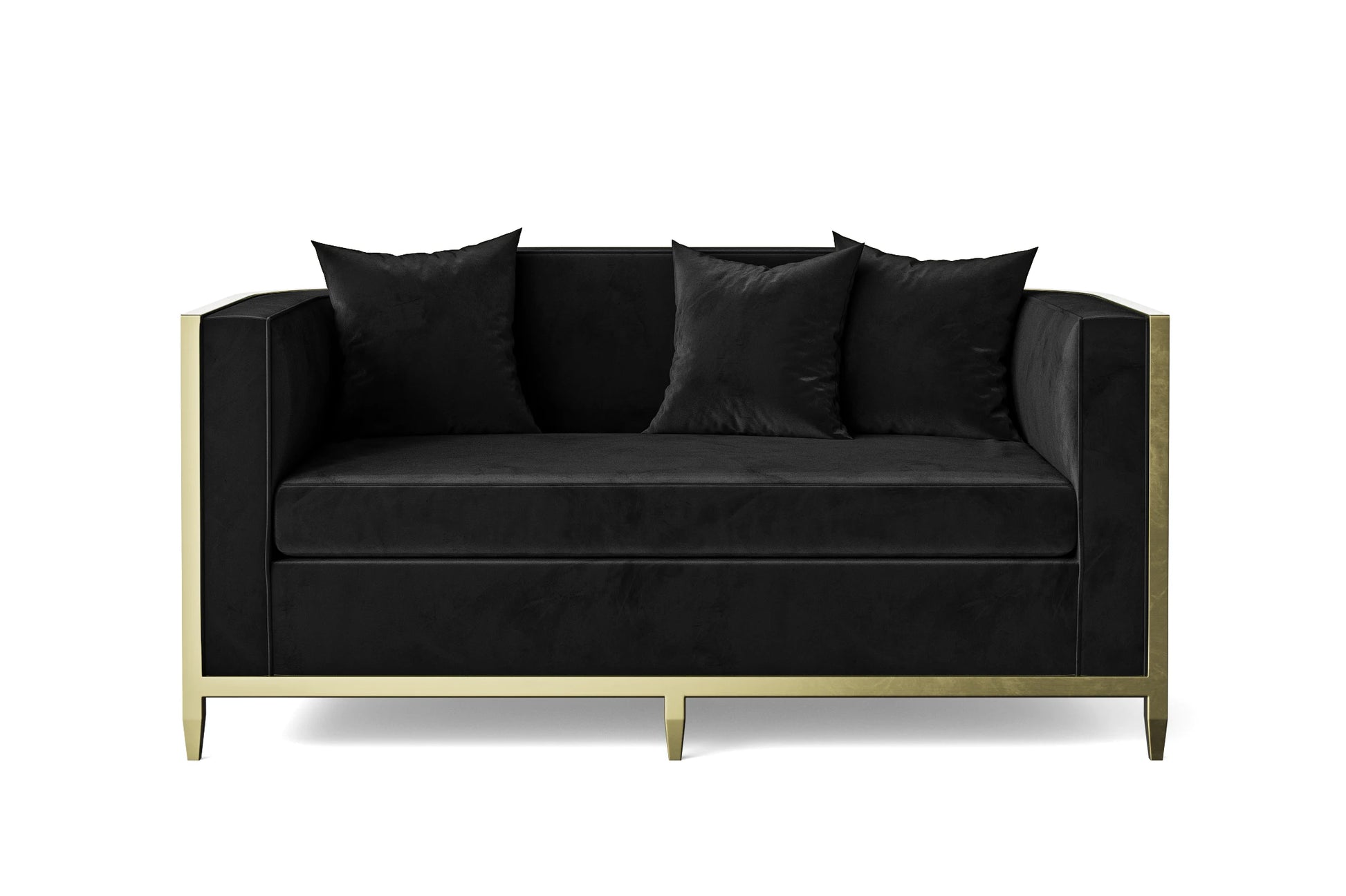 Carrara 2 Seater Sofa Black Velvet