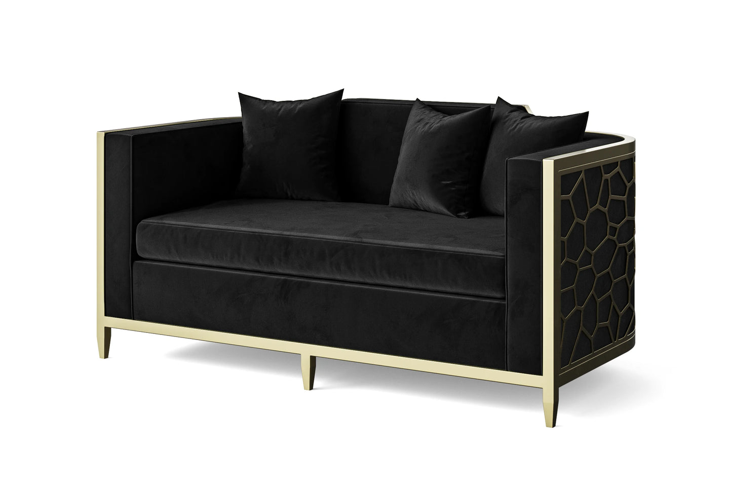 Carrara 2 Seater Sofa Black Velvet