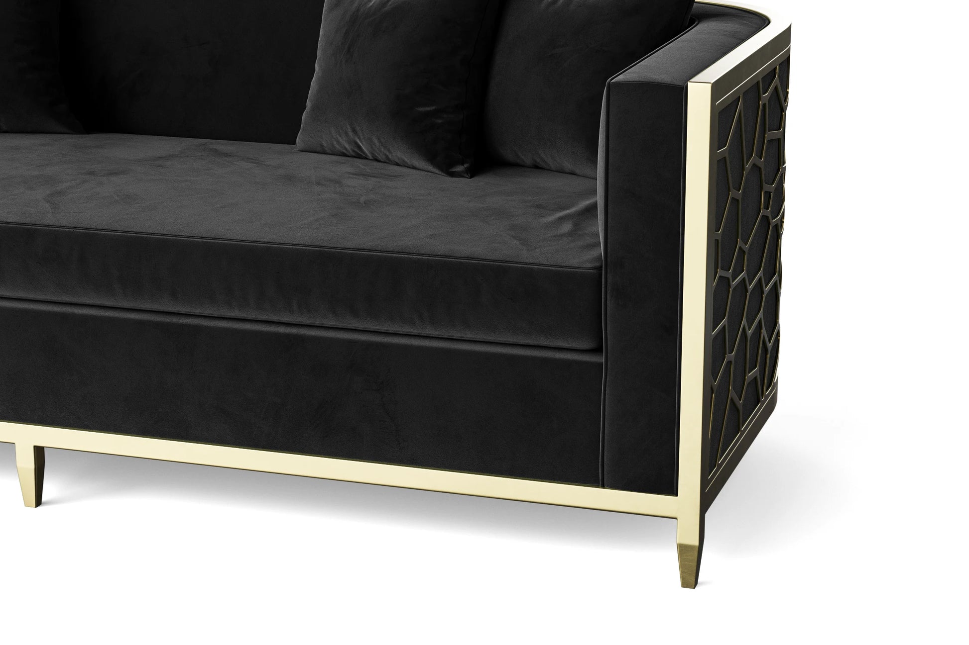 Carrara 2 Seater Sofa Black Velvet