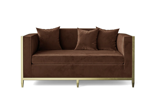 Carrara 2 Seater Sofa Coffee Brown Velvet