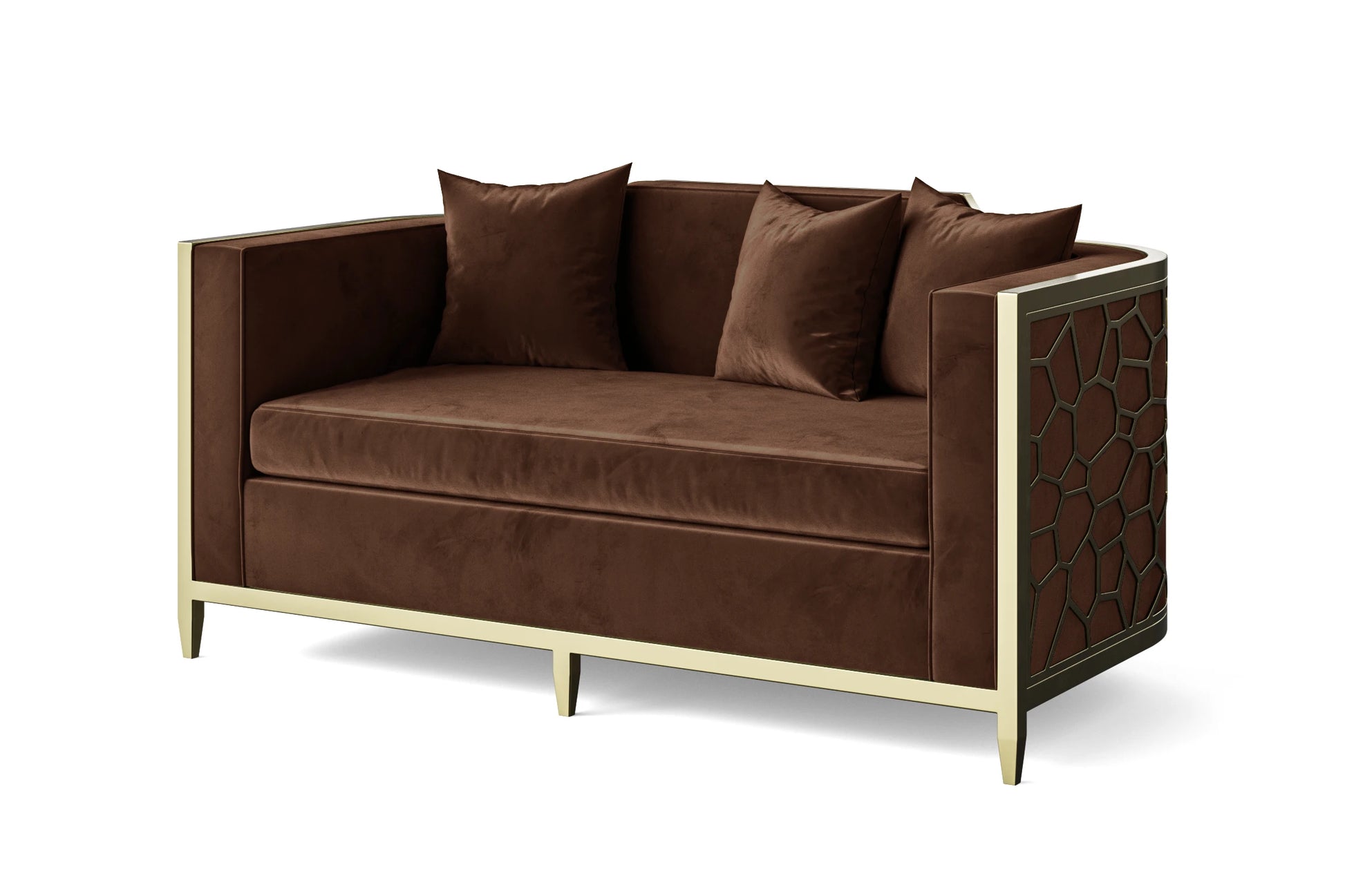 Carrara 2 Seater Sofa Coffee Brown Velvet