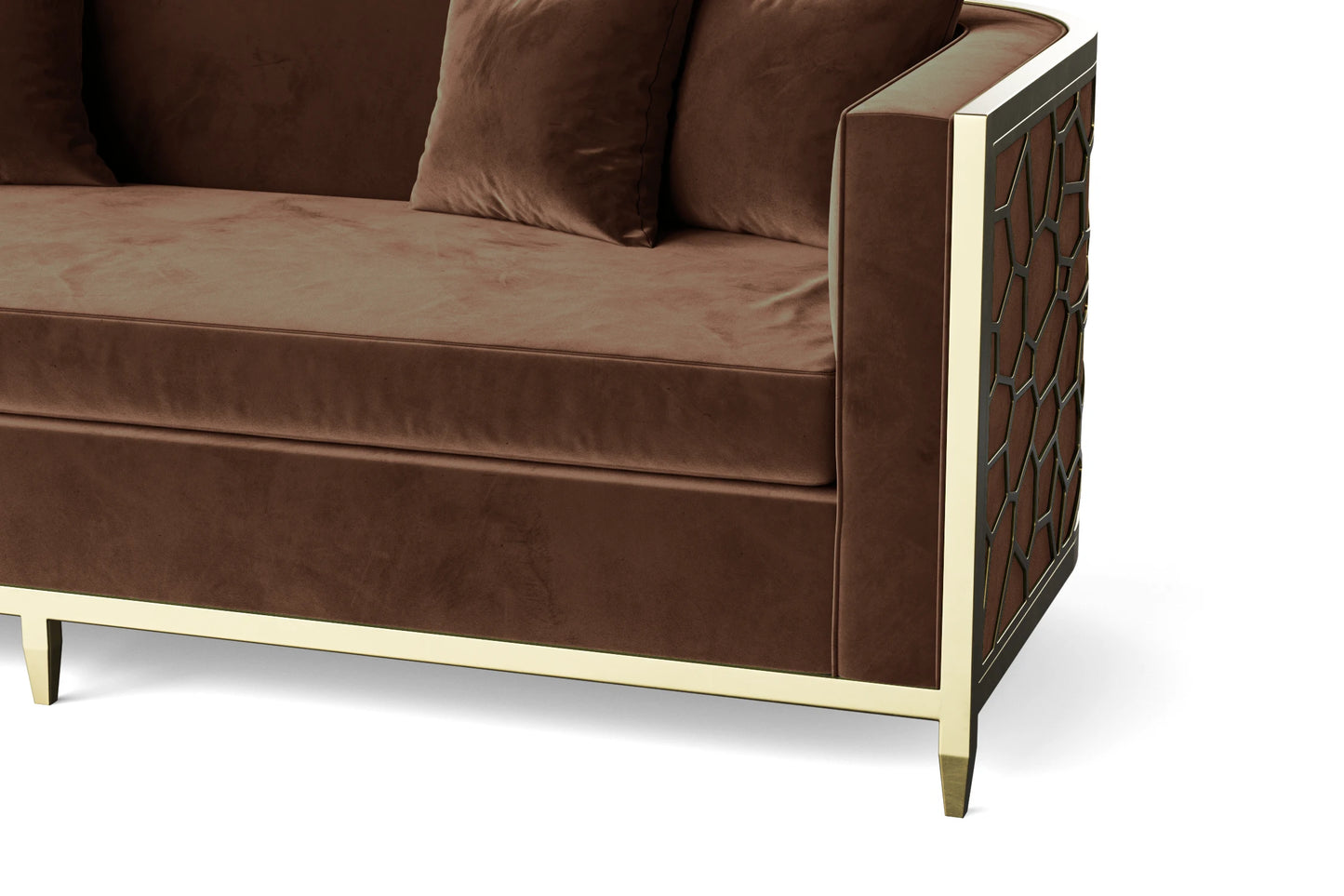 Carrara 2 Seater Sofa Coffee Brown Velvet