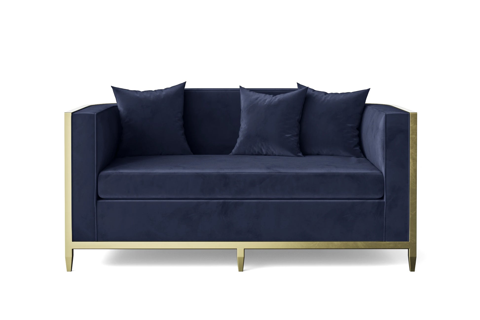 Carrara 2 Seater Sofa Dark Blue Velvet