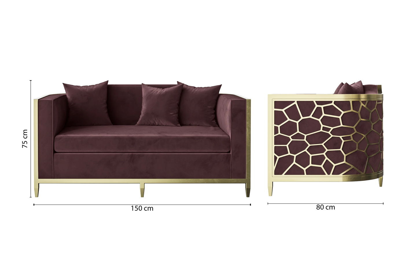 Carrara 2 Seater Sofa Grape Velvet