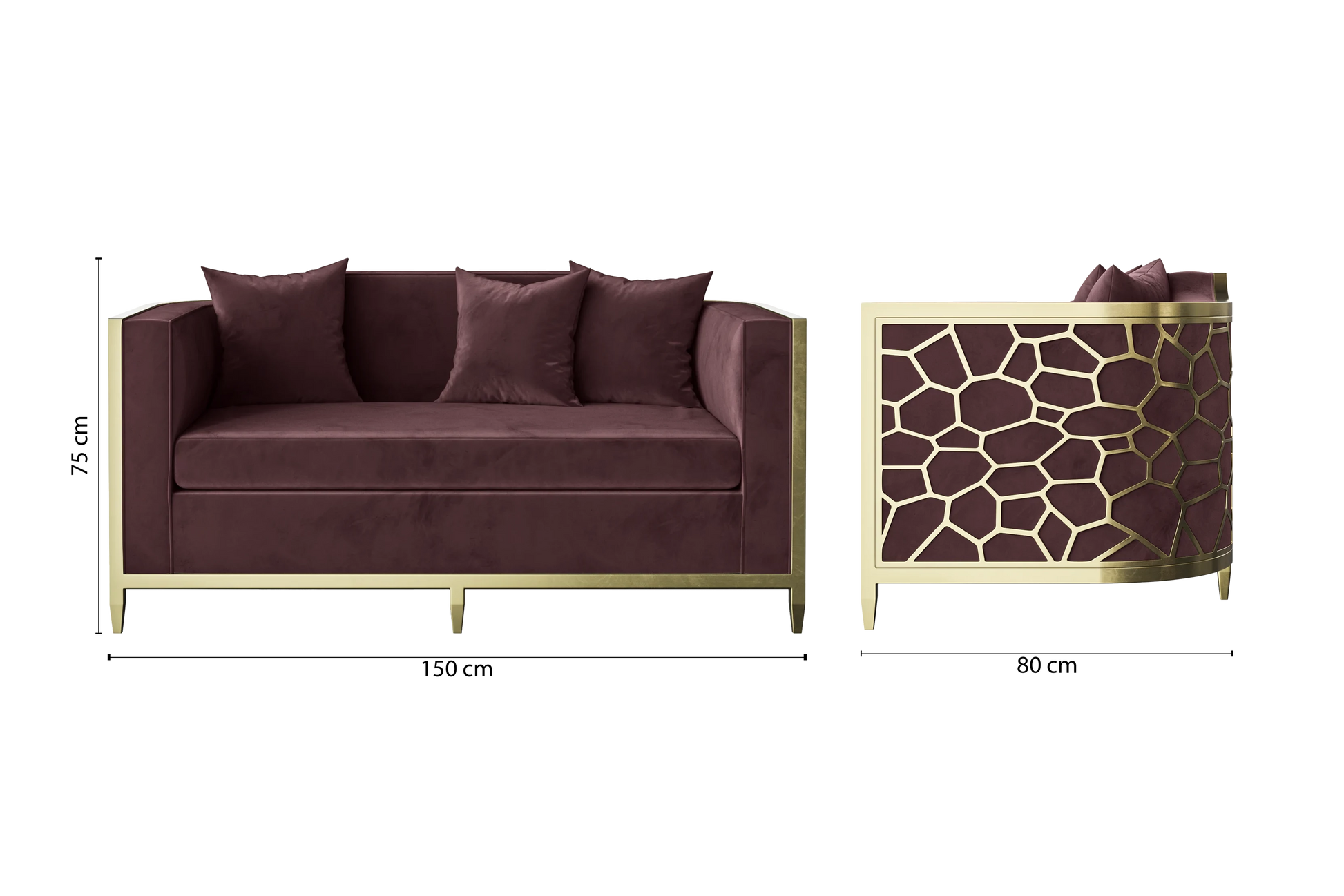 Carrara 2 Seater Sofa Grape Velvet