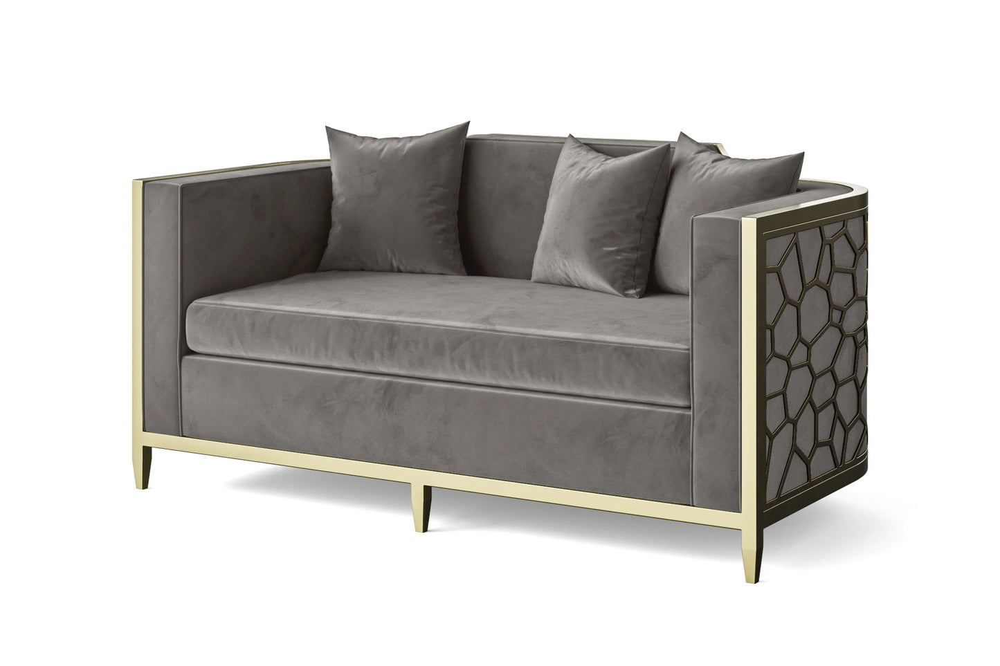 Carrara 2 Seater Sofa Grey Velvet