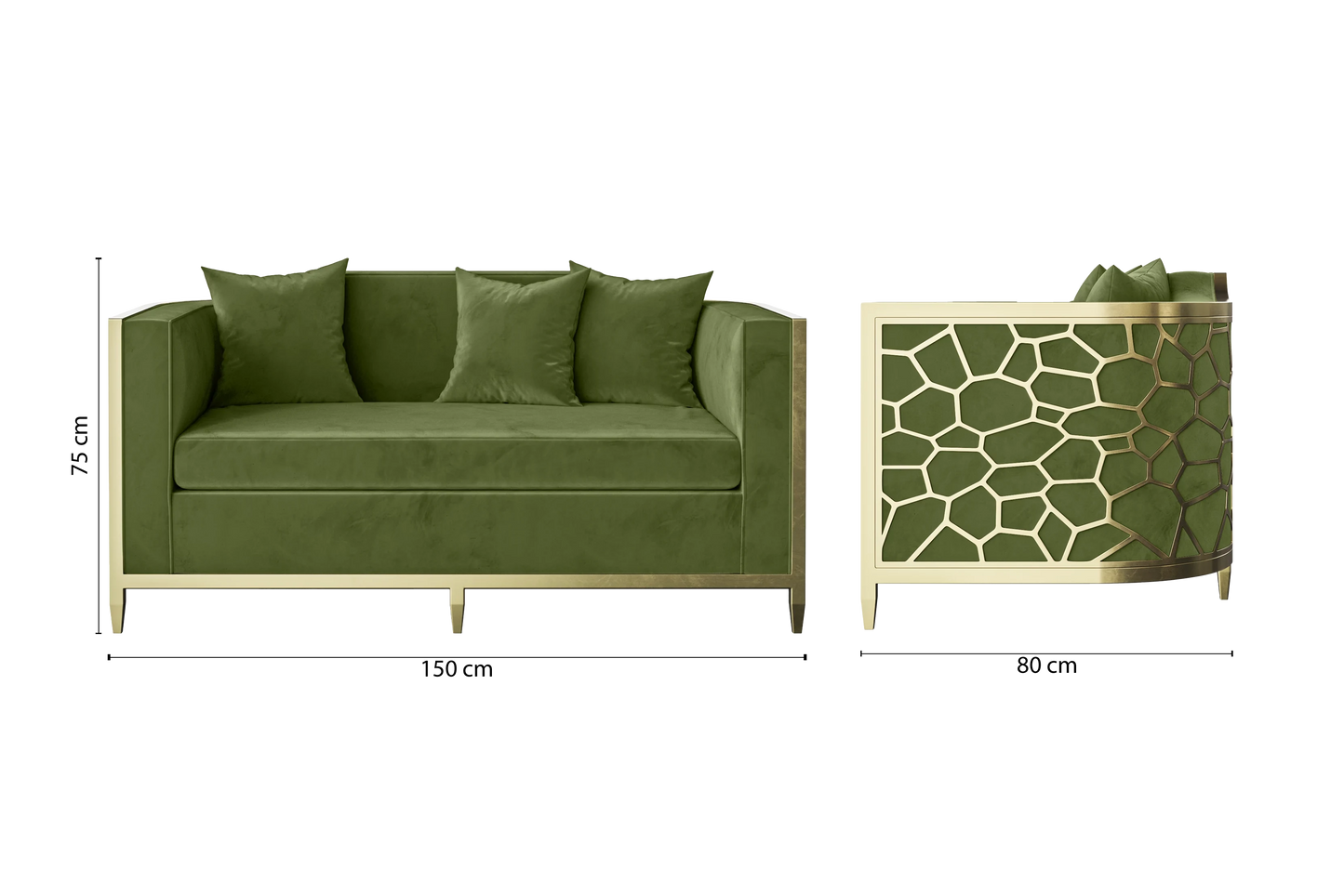 Carrara 2 Seater Sofa Lime Velvet