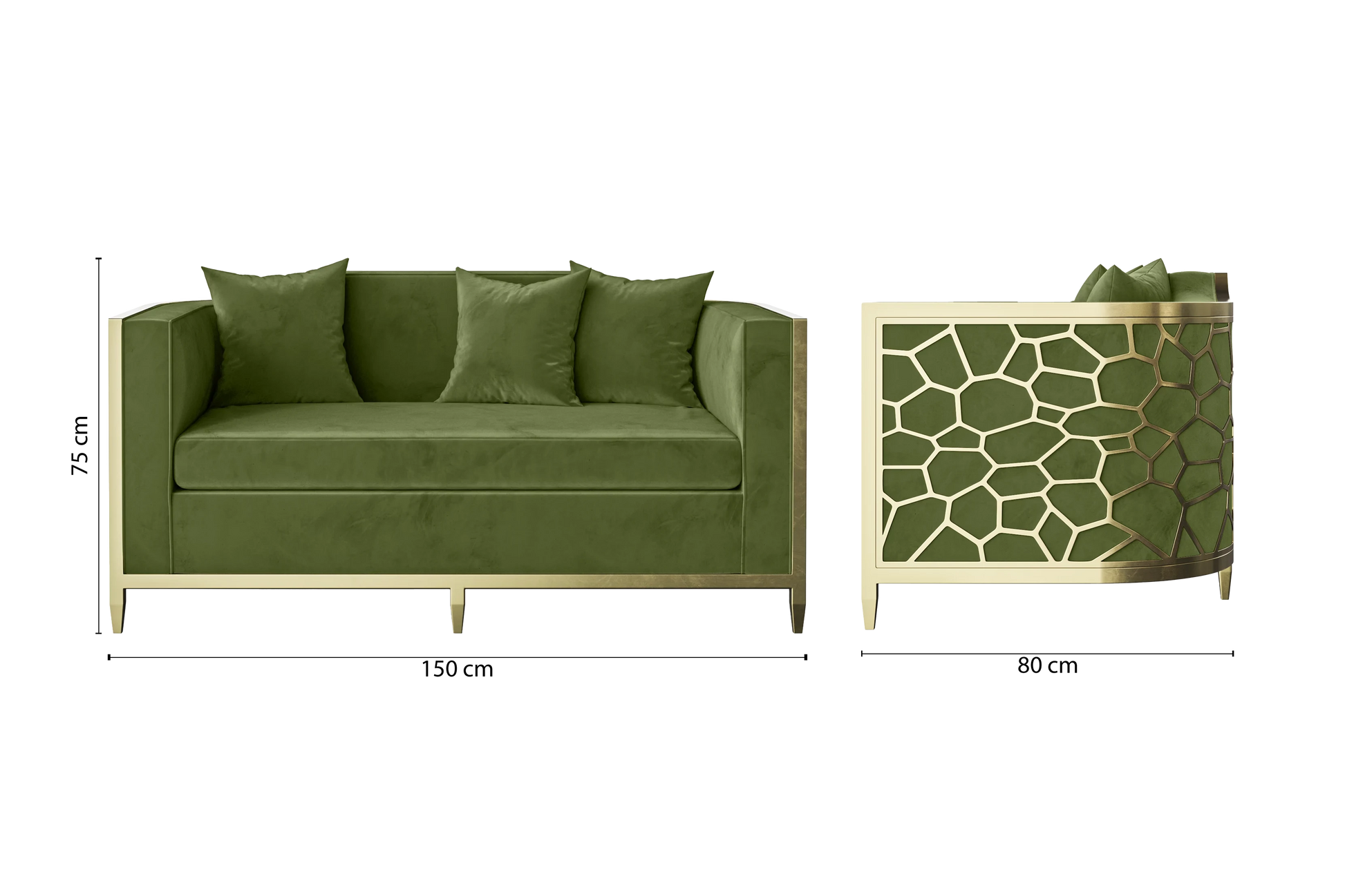 Carrara 2 Seater Sofa Lime Velvet