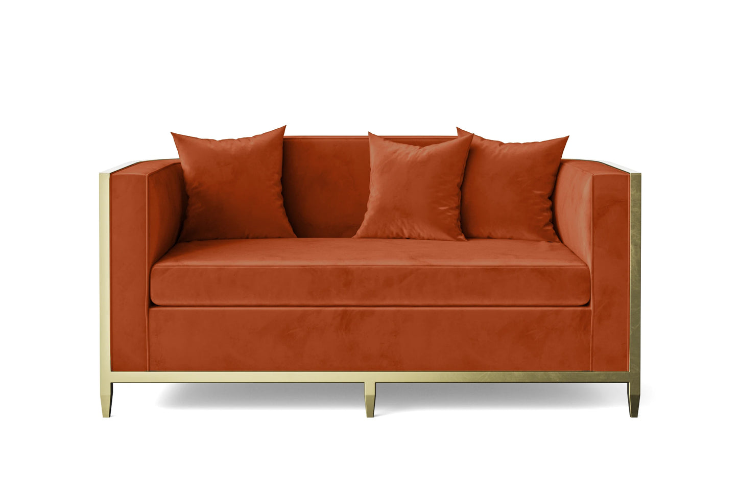 Carrara 2 Seater Sofa Orange Velvet